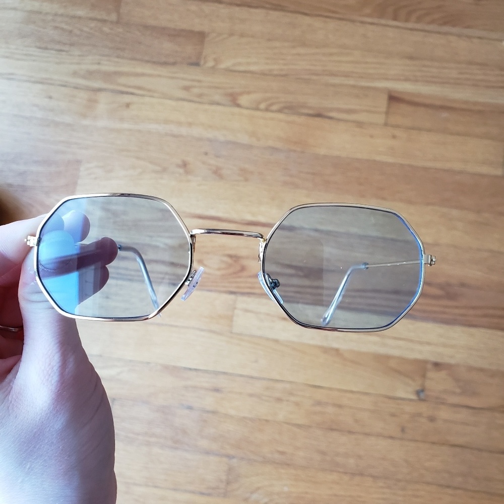 Hipster Hexagon Square Transparent Sunglasses - Picture 3 of 5